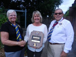 M.J.F. Award being presented to C.E.O.Force cancer charity,Meriel Fishwick